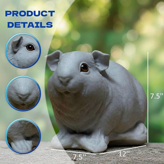 OLOMA Decorative Guinea Pig Lawn Ornament Heavy Stone Concrete Sculpture with Protective Resin Coating Long Lasting Outdoor Indoor Garden Accent for Entryway Porch Patio Display