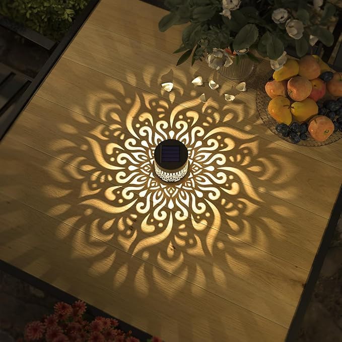 Decorative Solar Mandala Lights, Solar Mandalas Lights Outdoor, Waterproof and Windproof, Metal Solar Powered Outdoor Deck Step Wall Lights, for Garden Post Patio Backyard Yard Decor (6 PCS)