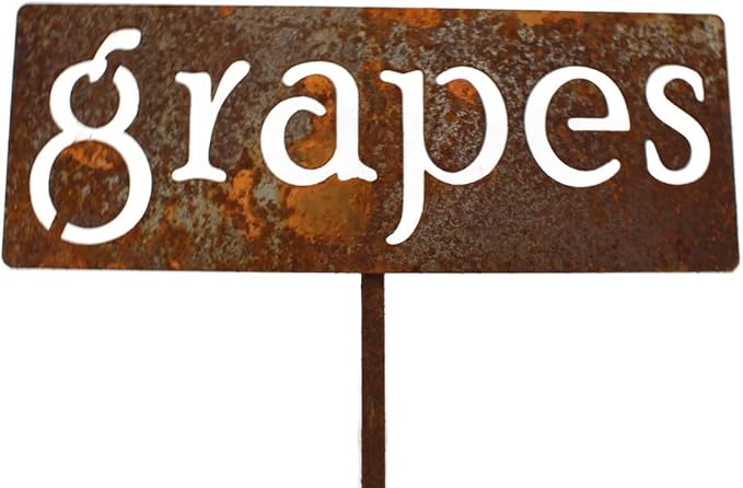 Classic Metal Garden Markers 19 Inches Tall (grapes, Naturally Rusted)