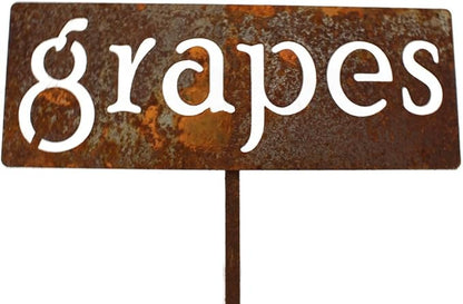 Classic Metal Garden Markers 19 Inches Tall (grapes, Naturally Rusted)