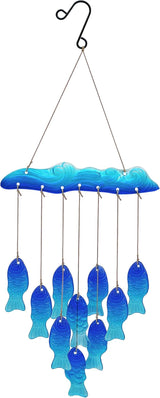 Sea Glass Fish Wind Chimes for Outside, Windchimes Outdoors Unique, Patio Beach Outdoor Home Garden Decor, Windchimes Outdoors, Memorial Garden Christmas Decoration Gifts
