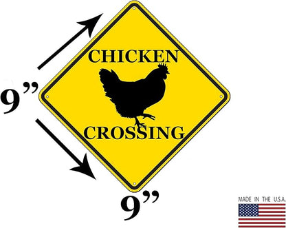 Rogue River Tactical Funny Metal Warning Chicken Crossing XING Tin Sign Wall Décor Man Cave Bar Rooster Chicks Hen