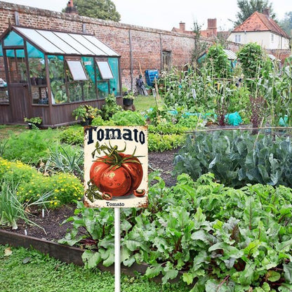 Bidesign (7X8.8) IN Carrots Aluminum Vegetable Garden Sign With Stake Vegetable Plant Marker Garden Stake Tags With Vegetable Names fFor Nursery Outdoor Vegetable Garden Fence Decoration