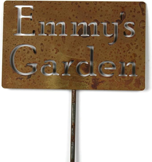 Classic Metal Garden Markers Clearance Items 20 to 33 Inches Tall (Emmy's Garden, Naturally Rusted)