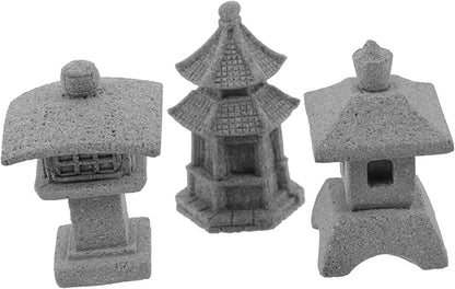POPETPOP 2sets Stone Statues for Garden Pavilion Statue Adornments Miniature Landscape Decor 3pcs*2