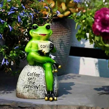Adorable Animal Garden Statue with Umbrella - Charming Outdoor Decor for Yard, Patio, or Garden (Yellow Cup)