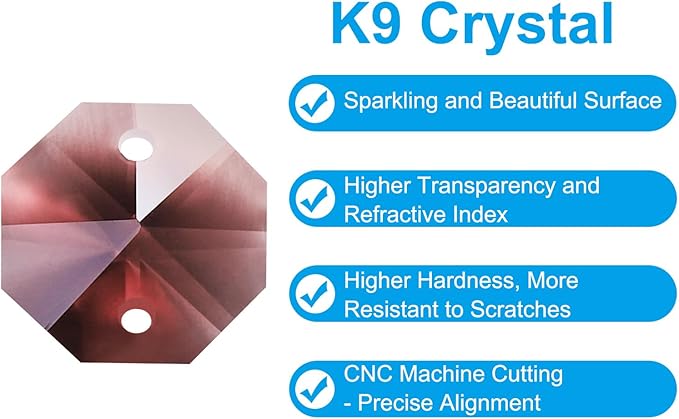 PATIKIL K9 Crystal Octagon Beads 2 Holes Pendants, 60 Pack 14mm Chandelier Prisms Parts Ornaments Hanging Beads for DIY Arts Crafts Decoration, Purple