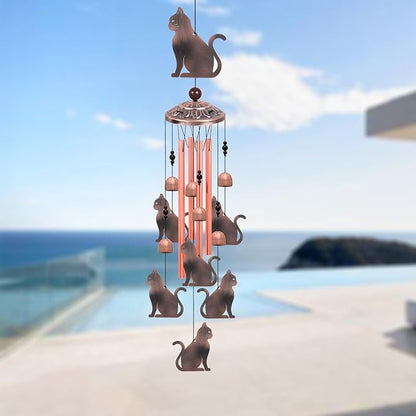 Cat Wind Chimes for Outside,Metal Windchimes,Cat Easter Gifts for Women/Men,Wind Chime Garden Decor Outdoor,Memorial/Housewarming/Birthday/Festival Gifts,Front Yard Decor