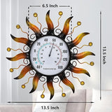 VEWOGARDEN 13.5 Inch Metal Sun Outdoor Thermometer Waterproof Decorative Wall Indoor Outdoor Thermometer for Patio, Garden & Home Decor