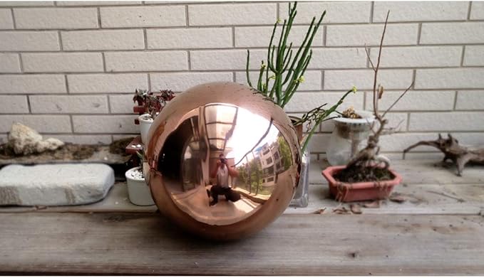 8 inch Diameter Rose Gold Gazing Ball,Rose Gold Stainless Steel Polished Reflective Smooth Garden Sphere Globe Mirror,Colorful and Shiny Addition to Any Garden or Home