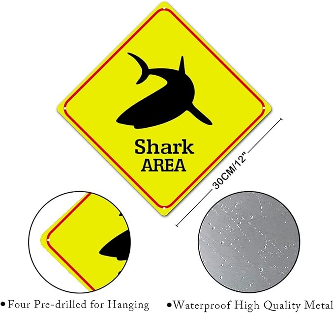 Fierce Fish Crossing Sign Caution Fierce FishXing Sign Street Sign Wildlife Novelty Road Fence Wall Decor Warning Metal Tin Sign For Indoor Outdoor Highway12x12in