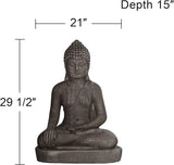 John Timberland Sitting Buddha Statue Sculpture Zen Asian Japanese Garden Decor Outdoor Front Porch Patio Yard Outside Home Balcony House Exterior Weathered Light Sandstone Finish 29 1/2" Tall
