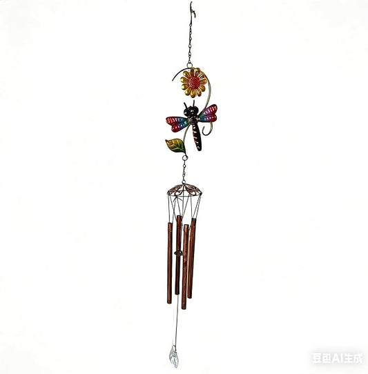 Butterfly Wind Chimes, AVEKI 27.5''H Iron Stained Glass Butterfly Wind Chimes Gifts for Mom Outdoor/Indoor Wind Chimes for Home, Garden, Window, Yard, Patio, Lawn Decoration (Dragonfly-A)