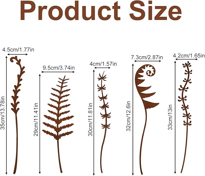 Penitue 5pcs Metal Flowers for Outside, Rustic Decorative Garden Stakes Weather-Resistant Metal Flowers Garden Decor for Yard Art Flower Bed Plant Stakes Lawn Pathway Decorations(Style 2)