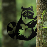 WADORN Metal Raccoon Garden Fence Decor, Raccoon Silhouette Decorative Farmhouse Statue Backard Wall Decor Cute Animal Yard Art Garden Stake for Garden Yard Patio Park Home Outdoor Decorations