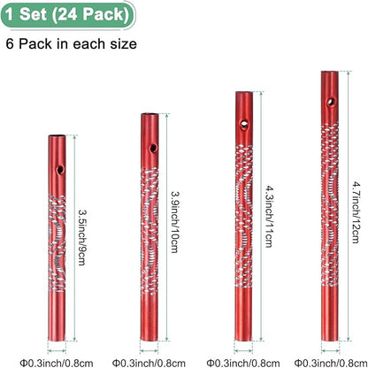 M METERXITY 24-Pack Wind Chime Tubes, 4 Sizes Aluminum Metal Wind Bell Empty Tubes for Outside/Adults Arts and Crafts/DIY [Red]