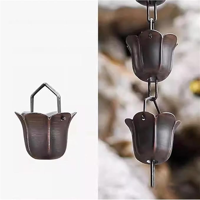 Copper Rain Chain for Gutters, Roof Rain Collector/Diverter, Metal Chain Rain Chain(1m/3ft)