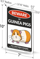 SmartSign Funny Beware Of Guinea Pigs Warning Sign - 10"x7", 40 mil Laminated Rust-free Aluminum - Metal Signs for Wall Decor, Outdoors, Patio, Cafe - Guinea Pigs Theme Gag Gift, Made in USA