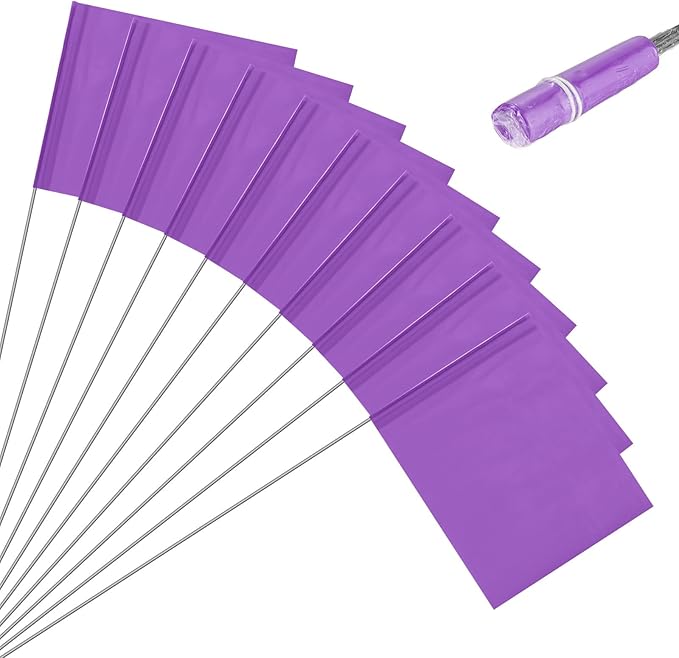 M METERXITY 10-Pack Blank Marking Flags, 15x5.1x4 Inch Waterproof Yard Flags Marking for Lawn/Garden/Irrigation/Landscape/Sprinkler/Survey/Dog Training/DIY [Purple]