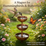 Rain Catcher - Plant Support, Metal Garden Ornament, 3-Tiered Rain Catcher Garden Stake with Water Bowl, Bee Watering Station, Bird Bath & Butterfly Feeder, for Yard, Gardens (1pcs)