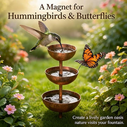 Rain Catcher - Plant Support, Metal Garden Ornament, 3-Tiered Rain Catcher Garden Stake with Water Bowl, Bee Watering Station, Bird Bath & Butterfly Feeder, for Yard, Gardens (1pcs)