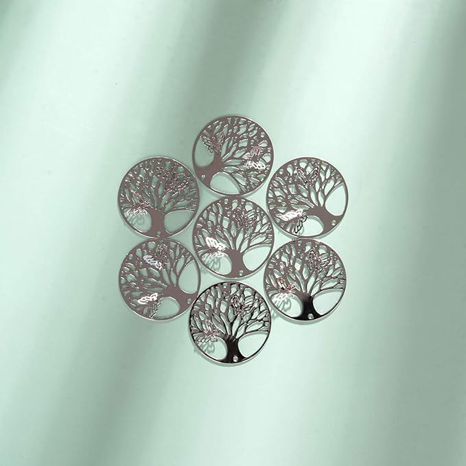 LONGSHENG - SINCE 2001 - 10pcs Silver Tree of Life Hanging Suncatcher DIY Metal Parts Hand-Crafts Pendant Ornament Drop