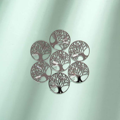LONGSHENG - SINCE 2001 - 10pcs Silver Tree of Life Hanging Suncatcher DIY Metal Parts Hand-Crafts Pendant Ornament Drop