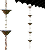 rain Chains for gutters Rain Chain Copper Imitation Chains for Gutters 3.3ft with 5 Cups Easy to Install Catcher for Outside Courtyards Replacement Style 1