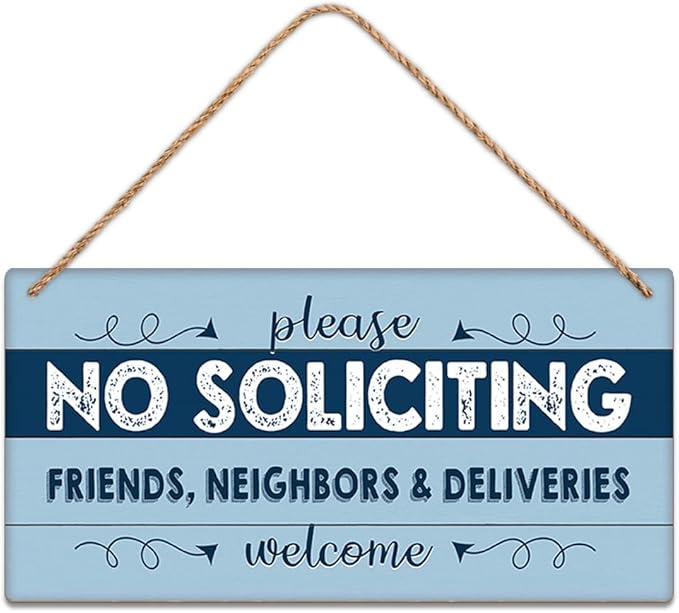 SCAZOMV Please No Soliciting Friends Neighbors Deliveries Welcome Thank You Funny Rustic Wood Front Door Sign Vintage Outdoor Wall Art Hanging Plaque Porch Yard Home Farmhouse Decor 10''x 5''