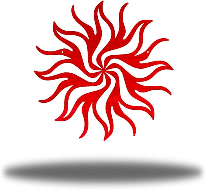 Riverside Designs Tribal Sun Metal Wall Art Steel Decor (Red, 36" L x 36" W)