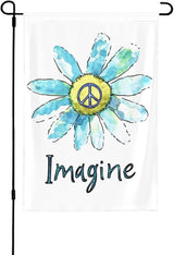 Imagine Flowers Hippie Peace Garden Flags 12×18 Inch Double Sided Decorative Yard Banner Seasonal Flag for Outdoor Outside Decor