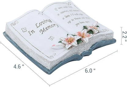 MyGift 6 Inch Memorial Garden Stone, Vintage Book Design Bereavement Gift for Loss of Loved One, Decorative Remembrance Plaque for Outdoor Garden & Cemetery Graveside Ornament
