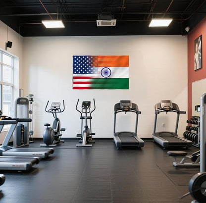 Indian American Combination Flag 4X6FT, US India Flags,Both Sides Printed,Men Women Banner,Vibrant Colors, Double Stitched with 2 Brass Grommets, Bar Garden Street Decoration, GYM, Office Decor,Indoor Outdoor Use,Gifts. (US-IN-Z, 4x6ft)
