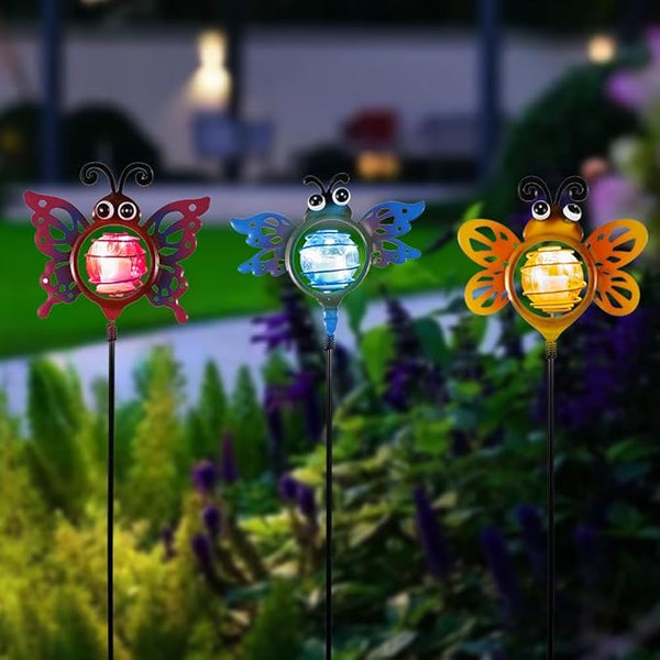 Decorative Solar Lights Outdoor Solar Bee Lights 3 Pcs,Garden Decorative Stake Lights for Pathway Yard Lawn Decoration Mothers Day Mom Gifts