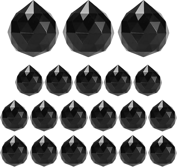 M METERXITY 20-Pack Crystal Ball Prisms, 24mm/0.94 Inch Chandelier Pendant Maker Hanging Crystals Chandelier Prisms for Home/Windows/Garden/DIY Decoration[Black]
