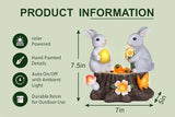Garden Statues Rabbit with Solar Lights Bunny Figurines Outdoor Decorations for Home Lawn Patio Balcony Backyard for Women Mom Grandma Easter or Birthday