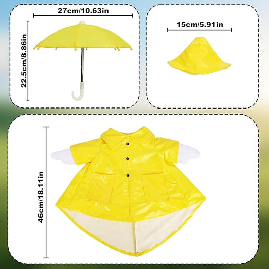 Tinoaly Raincoat Porch Goose Outfits, Waterproof Cement Goose Clothes Patio Concrete Statue Costume with Umbrella & Hat for Outdoor Lawn Garden Yard Decor (Yellow)