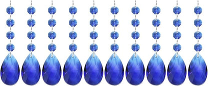 PATIKIL Teardrop Crystal Chandelier Pendants Beads, 10 Pack 125mm Length 38mm Chandelier Prisms Parts Ornaments Hanging Beads for DIY Arts Crafts Decoration, Dark Blue