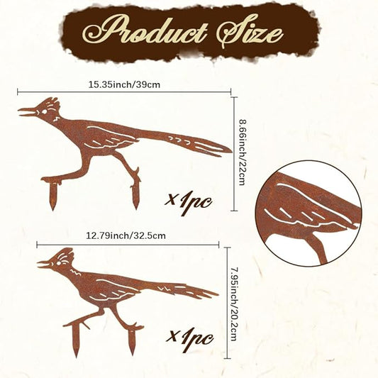 CREATCABIN 2Pcs Rusty Birds Fence Decoration Outdoor Metal Birds Decor for Yard Art Metal Craft Statue Ornaments Iron Sculptures Stakes Rustic Garden Decor for Farmhouse Yard Wall