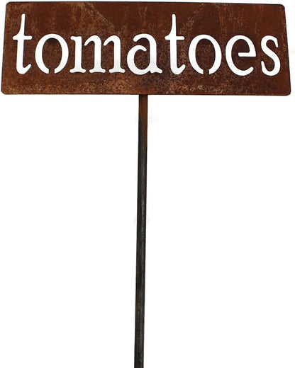 Classic Metal Garden Markers 19 Inches Tall (tomatoes, Naturally Rusted)