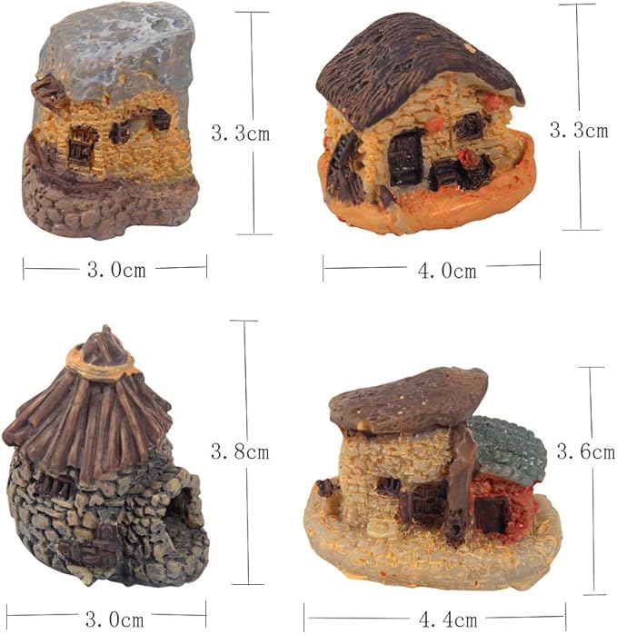 Kbraveo 12pcs Fairy Gardens Stone House and Fairy Gardens Tree, DIY Outdoor Decorations