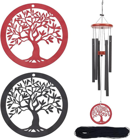 ORIGACH 2 Pcs Metal Replacement Wind Catcher, Wind Chime Parts Replacement with 16.4 FT Nylon Cord, Metal Wind Chime Replacement Sail for Sympathy Wind Chimes, Tree of Life, Black and Red