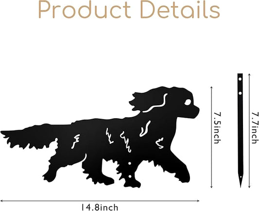 Running Cavalier King Charles Spaniel Garden Statue Gift – Rustproof Metal Outdoor Dog Decor with Garden Stake, Cavalier King Charles Spaniel Gifts for Pet Lovers, Memorial Gifts, Patio Lawn Yard Art