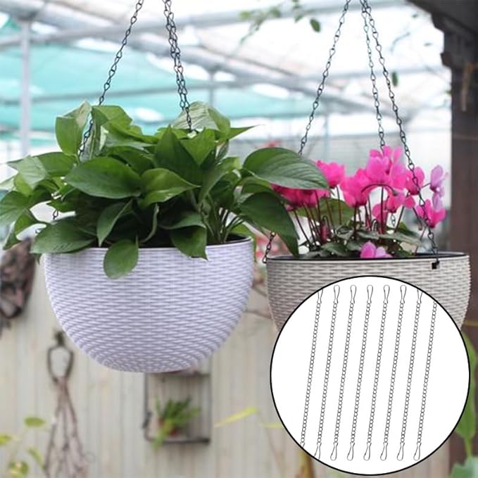8 Pcs 20 Inch Stained Glass Window Hanging Chain, Stainless Steel Picture Hanging Chain with Hooks, Hangings Basket Chains for Suncatcher Crystals, Window Art, Outdoor, Walls, Gardens and Kitchens