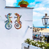 2Pcs Gecko Metal Sign Wall Art Indoor Outdoor Decor,Set of 2 Geckos Ornament Silhouette Bedroom Hanging Gifts for Birthday Housewarming,Lizard Decorate for Balcony Fence Garden Yard Patio Farmhouse