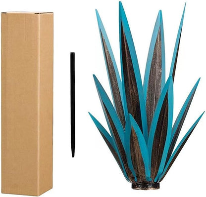 Tequila Rustic Sculpture, Metal Agave Plant Home Decor, DIY Hand Painted Metal Agave, Garden Yard Sculpture Lawn Home Art Decoration Statue, Garden Ornaments Outdoor Decor (Blue)