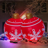 24 inch Inflatable Christmas Balls Ornaments, Christmas Decoration LED Lights with PVC, Giant Xmas Party Supplies, Garden Glow Up Balls with Remotes, Hanging Disco Balls with Snowflake 2PK