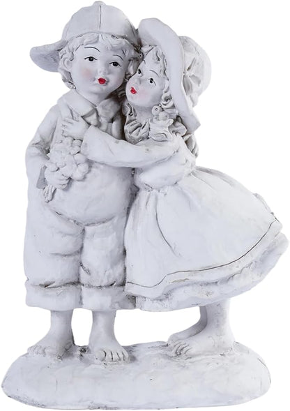 Garden Statues Boy and Girl Couple Statue, Romantic Outdoor Statues of First Kiss, Resin Garden Sculptures & Statues for Patio Lawn Yard Art, Flower Bed Decorations Outdoor