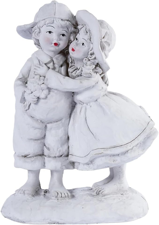 Garden Statues Boy and Girl Couple Statue, Romantic Outdoor Statues of First Kiss, Resin Garden Sculptures & Statues for Patio Lawn Yard Art, Flower Bed Decorations Outdoor