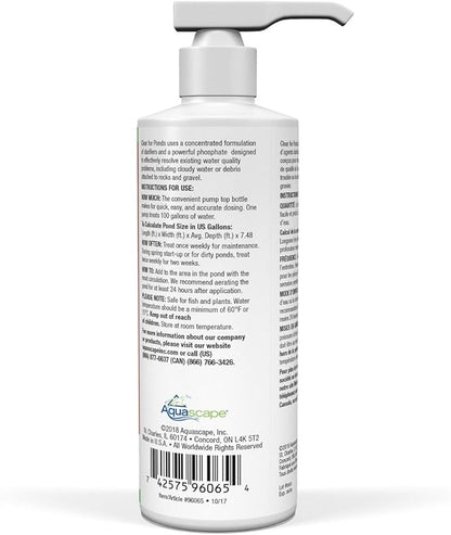 Aquascape CLEAR Water Treatment for Koi and Fish Ponds, Blend of Clarifiers to Clear Cloudy or Discolored Water and Reduce Debris, 8 ounce / 236-ml | 96065